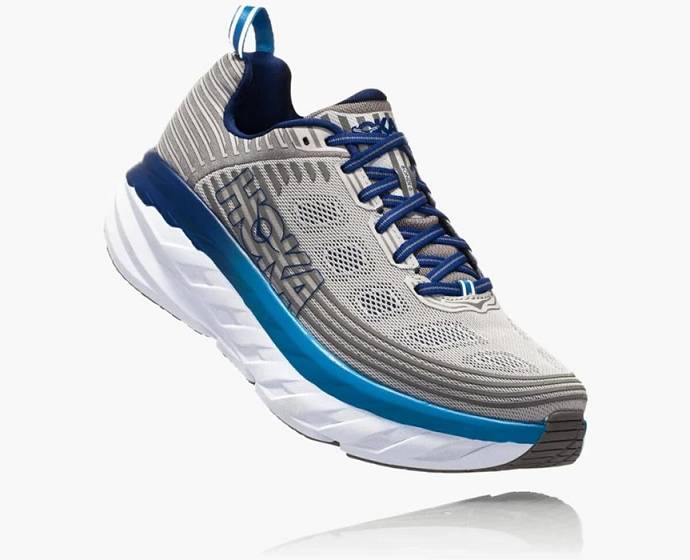 Tenis Para Caminar Hoka Bondi 6 Hombre Plateados | Mexico-4189572