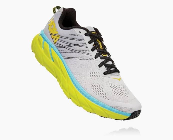 Tenis Para Correr En Carretera Hoka Clifton 6 Hombre Blancos Verdes | Mexico-2917305